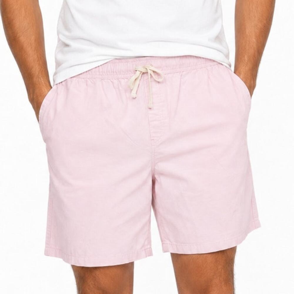 J.Crew Broken-In Oxford Lounge Shorts Mens XL Pink Organic Cotton Drawstring